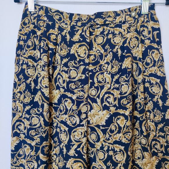 Vtg Josephine Chaus Pleated High Rise Gold Leaf Trousers 6 Regency Old Money - Picture 3 of 12